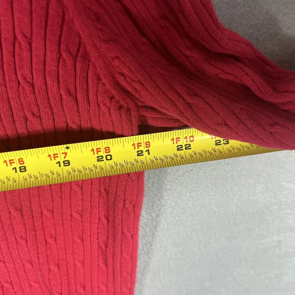 Bass Heritage Collection Women's XL Red Cable Knit Button Front Cardigan Sweater